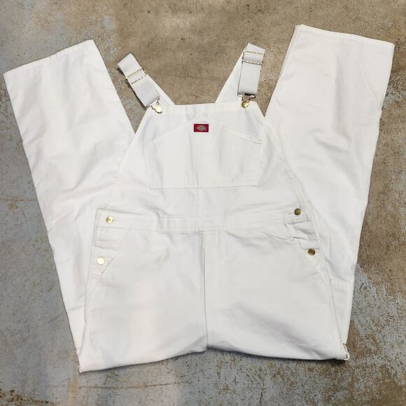 Dickies 38 X 32 Mens White Painters Bib Overalls - Picture 1 of 4